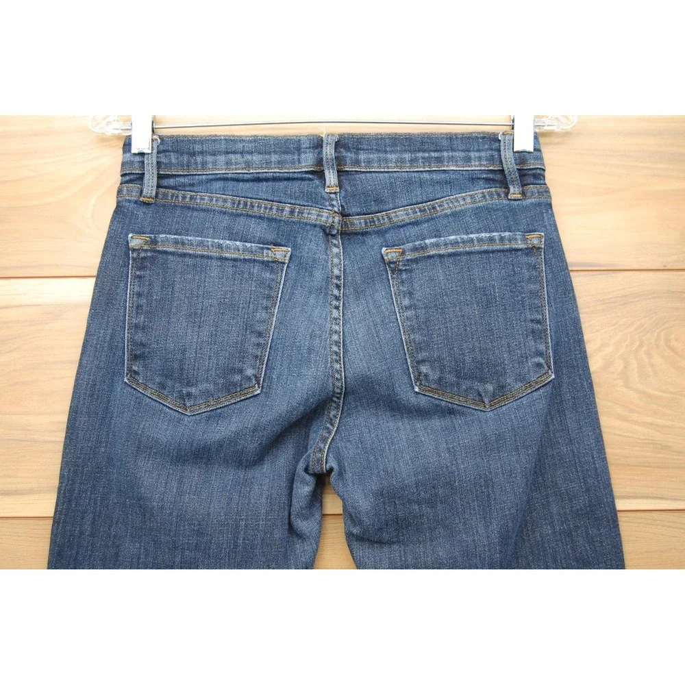 Frame‎ Le Garçon Crop Jeans Womens 25 Blue Distressed Denim Mid Rise Raw Hem USA